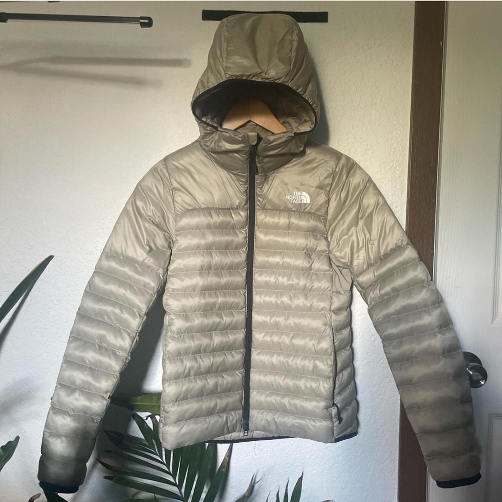 The North Face Women's Beige Hooded Puffer Jacket